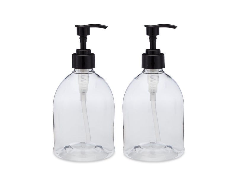 Earth's Essentials (2 Pack) Earth's Essentials Versatile 16 Ounce Refillable Designer Pump Bottles. Excellent Liquid Hand Soap, Homemade Lotion, Shampoo and Massage Oil Dispensers. Shatterproof PET Plastic. - Image 1